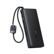Baseus EnerFill FC41 25000mAh 145W Powerbank mit Digitalanzeige und integriertem Dual-USB-C-Kabel – Schwarz
