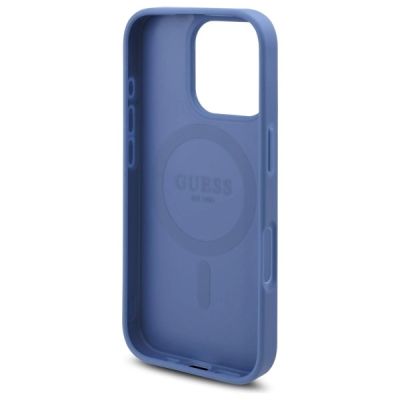 7. Guess 4G Flowers Print MagSafe Hülle für iPhone 16 Pro - blau