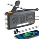 Extralink Bluetooth-Solarradio mit Kurbeldynamo-Powerbank (4000 mAh) und SOS-Taschenlampe BT-4000, tragbar, analog und digital, Schwarz/Orange
