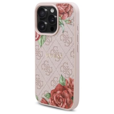 2. Guess GUHMP16XP4ROPEMCP iPhone 16 Pro Max 6,9" Pink/Pink Hardcase 4G Flowers Print MagSafe