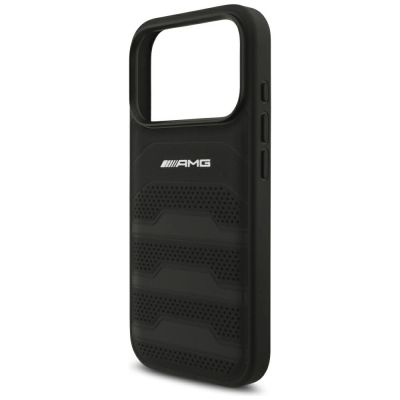 6. Mercedes AMG Lederhülle mit geprägtem Logo für iPhone 18 Pro / 17 Pro – Schwarz