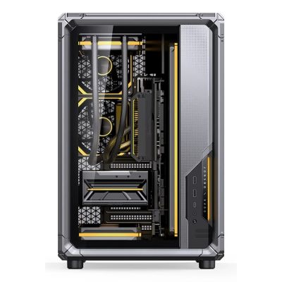 9. Jonsbo X400 PC-Gehäuse, Midi-Tower, ATX, gehärtetes Glas – grau