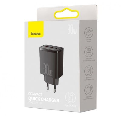 5. BASEUS 2x USB-Wandladegerät, USB-C (Schwarz)