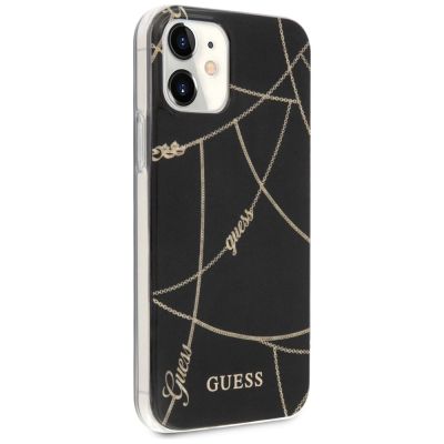 4. Guess, GUHCP12SPCUCHBK iPhone 12 mini 5,4" schwarz/schwarzes Hardcase Gold Chain Collection