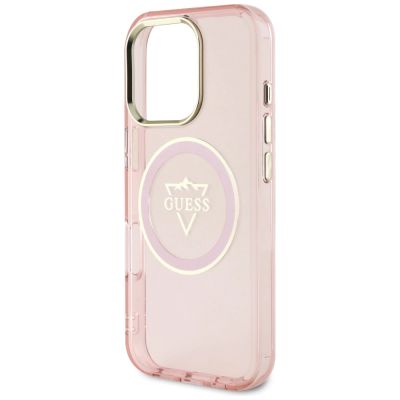 6. Guess IML Metal Mountain Logo MagSafe iPhone 16 Pro Max Hülle - Rosa