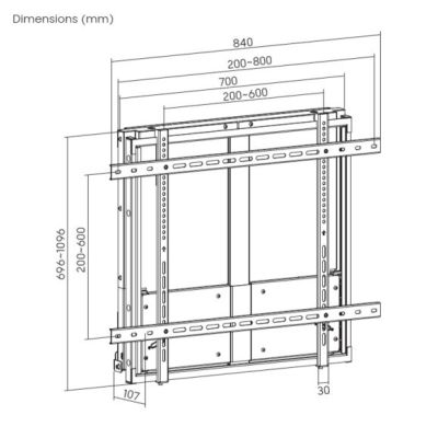 12. TV-Wandhalterung 60"-100"/1 TFT, höhenverstellbar, 1 Gelenk, 90 kg (Einzelhandelspreis)