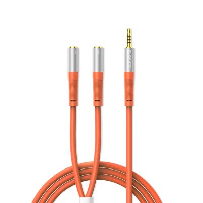 Orico AX2-10 Audiokabel mit 3,5-mm-Miniklinkenstecker für Kopfhörer und Mikrofon, 1 m Kabel – orange