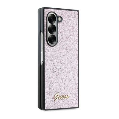 5. Guess 4G Glitter Script Hülle für Samsung Galaxy Z Fold 6 – Rosa