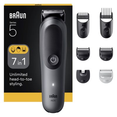 Braun 7-in-1 Pflegeset | Series 5 All-in-One Set AIO5520 | Kabellos | 14 Längeneinstellungen | Schwarz