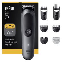 Braun 7-in-1 Pflegeset | Series 5 All-in-One Set AIO5520 | Kabellos | 14 Längeneinstellungen | Schwarz