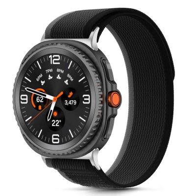 3. Tech-Protect Nylon-Streifenarmband für Samsung Galaxy Watch 40/44/46 mm – Schwarz und Orange