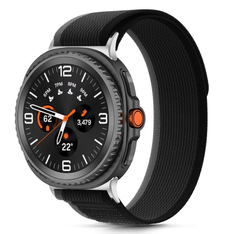 3. Tech-Protect Nylon-Streifenarmband für Samsung Galaxy Watch 40/44/46 mm – Schwarz und Orange