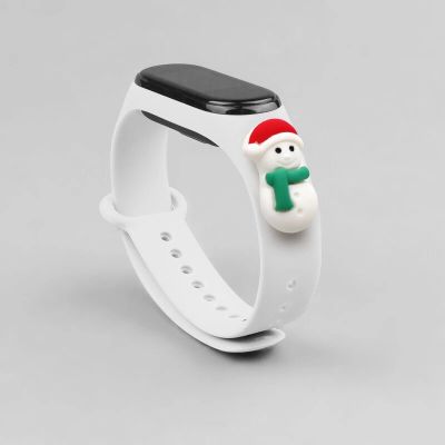 2. Strap Xmas für Xiaomi Mi Band 3 / 4 Weihnachts-Silikonarmband mit Schneemann - Weiß