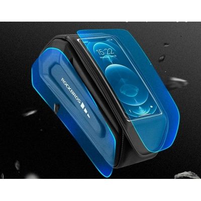 3. Fahrradtasche Rockbros 30120064001, wasserdicht, für den Rahmen, mit Handyhülle – schwarz