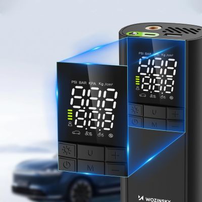 14. Wozinsky WPEP-8000 Kompressor, elektrische Pumpe, 8000-mAh-Powerbank, Taschenlampe – schwarz