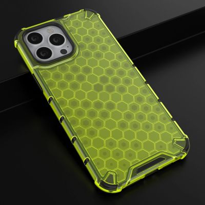 14. Honeycomb Handyhülle Schutzhülle mit TPU Rahmen für iPhone 13 Pro Max grün