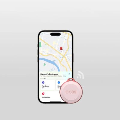 3. SBS Track My Circle, wasserdichter IP65-Ortungsgerät, kompatibel mit Apple Find My, Pink