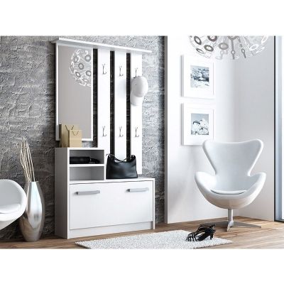 3. KLEIDERSCHRANK - SCHRANK, SPIEGEL, KLEIDERHÄNGER / WEISS GB1