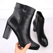 Damen-Stiefeletten mit Blockabsatz, gefüttert, schwarz, M.Daszyński AF125-22