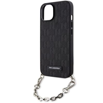 5. Karl Lagerfeld KLHCP14SSACKLHPK iPhone 14 6,1" schwarz/schwarzes Hardcase mit Saffiano-Monogrammkette