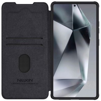 3. Nillkin Qin Pro Hülle für Samsung Galaxy S25 Ultra mit Klappe und Kameraabdeckung – Schwarz