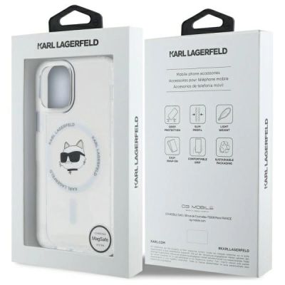 8. Karl Lagerfeld IML Metal Choupette Head MagSafe iPhone 12 Hülle - Weiß