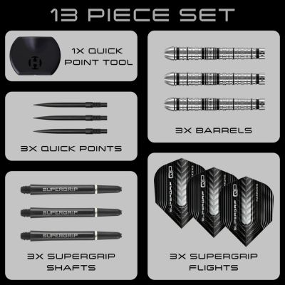 6. Harrows SUPERGRIP QP TAPERED 90% Stahlspitzen-Darts