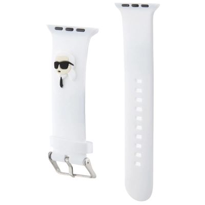3. Karl Lagerfeld 3D Rubber Karl Head Strap für Apple Watch 42/44/45/49 mm – Weiß