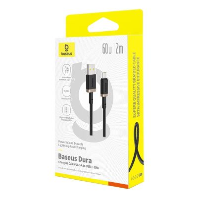 6. Baseus Dura USB-Typ-C-Kabel 60W 2m (Schwarz-Gold)