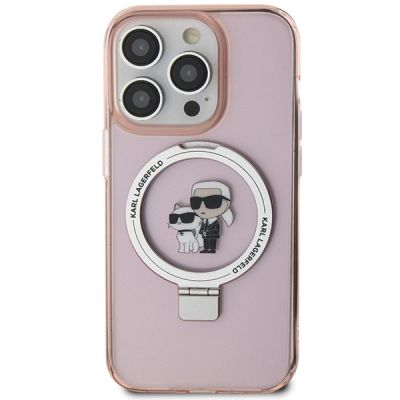 3. Karl Lagerfeld KLHMP15XHMRSKCP iPhone 15 Pro Max 6,7" rosa/rosa Hardcase Ringständer Karl&Choupette MagSafe