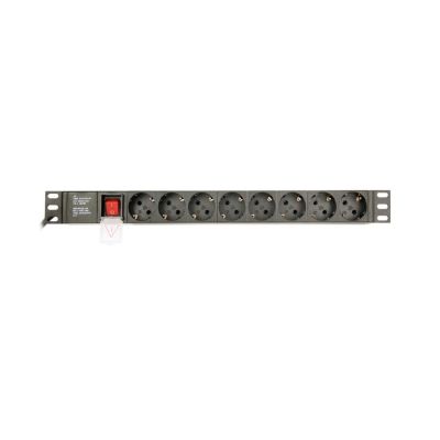 2. GEMBIRD 19"-Rack-Steckdosenleiste PDU EG-PDU-014-C14 1U, 10 A, 8 x SCHUKO, C14-Stecker, 3-m-Kabel