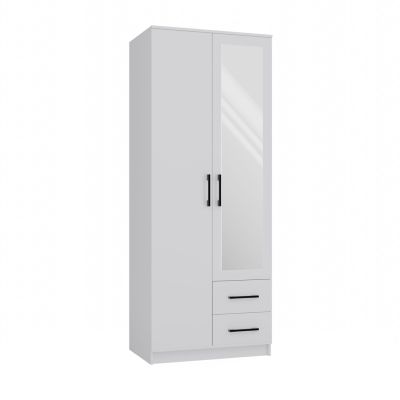 2. ROMANA KLEIDERSCHRANK 80X205 WEISS MIT SPIEGEL