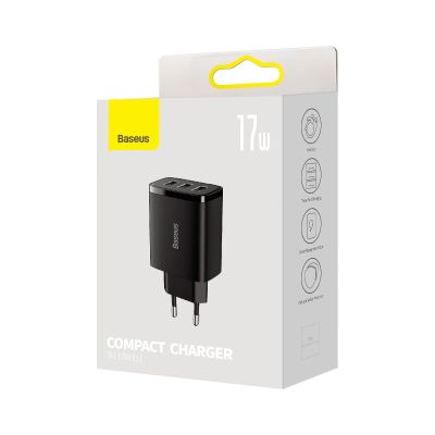 6. Baseus Compact Ladegerät 3x USB 17W schwarz (CCXJ020101)