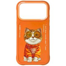 Nimmy Glasses Cool Cat Hülle für iPhone 17 Pro Max - Orange
