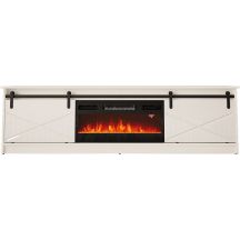 GRANERO TV-Schrank + Kamin 200x56,7x35 weiß/weiß glänzend