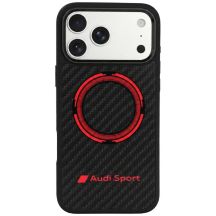 Audi RSQ Carbonfaser Sport Red Circle MagSafe Hülle für iPhone 18 Pro Max / 17 Pro Max - Schwarz