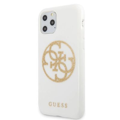 2. Guess GUHCN65TPUWHGLG iPhone 11 Pro Max weiß/weiße Hartschale Glitter 4G Circle Logo