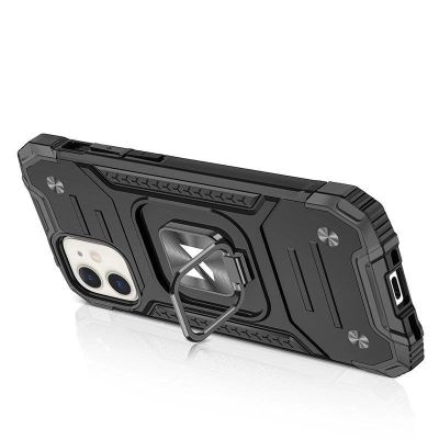 4. Wozinsky Ring Armor iPhone 14 Plus Hybrid-Schutzhülle + Magnethalterung Schwarz