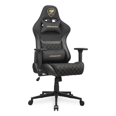 3. COUGAR CGR-A2F-GLB Universal-Gamingstuhl mit gepolsterter, bezogener Sitzfläche, Schwarz, Gold