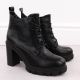 12. Damen-Stiefeletten mit Blockabsatz, schwarz M.Daszyński SA218-8