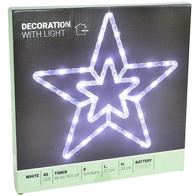 5. Dekorativer Stern mit Beleuchtung, 40 LEDs, 35 cm, weiß