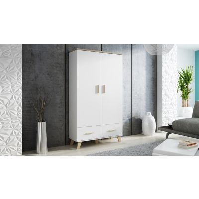 2. LOTTA 2D2S Kleiderschrank weiß + Sonoma Eiche