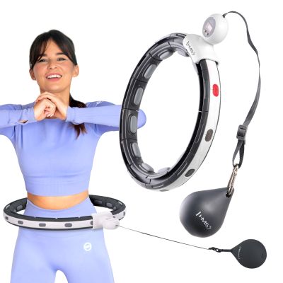 3. Magnetisches Hula-Hoop-Set Schwarz HHM15 mit HMS-Zähler + Schlankheitsgürtel BR163 Rot