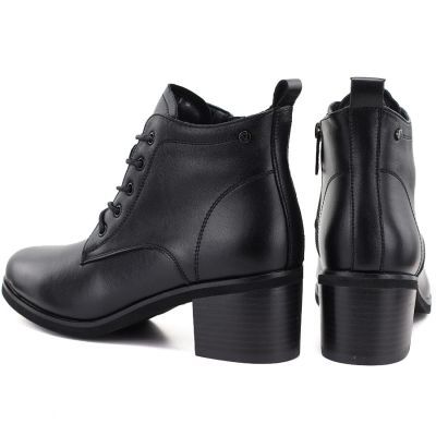 10. Schwarze, hochhackige Schnürstiefeletten aus Leder für Damen, Vinceza EN27-133107