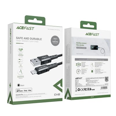 5. Acefast Kabel MFI USB - Lightning 1,2m, 2,4A schwarz (C1-02 schwarz)