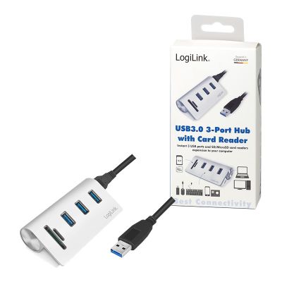 10. LogiLink CR0045 USB 3.2 Gen 1 (3.1 Gen 1) Typ-A 5000 Mbit/s Silberne Hubs und Konzentratoren