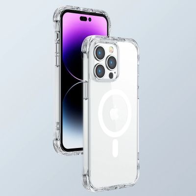 9. Joyroom Magnetic Defender Magnetische Hülle für iPhone 14 Plus gepanzerte Hülle mit Hakenständer durchsichtig (MagSafe-kompatibel)