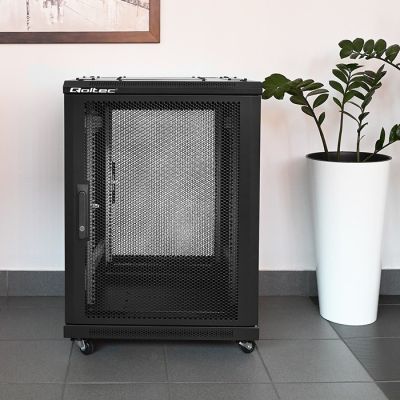 QOLTEC Rack-Schrank 19" | 15 HE | 600 x 855 x 600 mm | Perforierte Türen