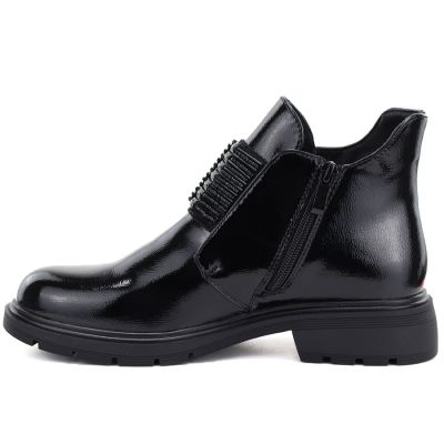 3. Schwarze Lackleder-Ankle-Boots für Damen, Modell M.Daszyński MR2501