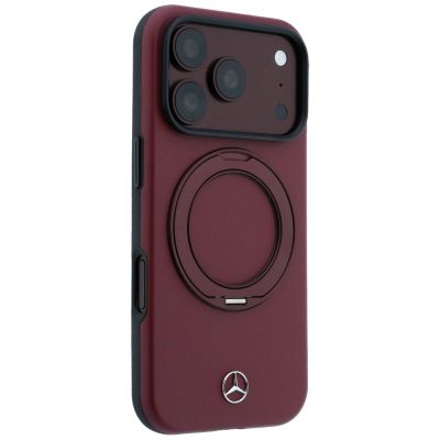 4. Mercedes Leather with Ring Stand MagSafe Hülle für iPhone 18 Pro / 17 Pro – burgunderrot